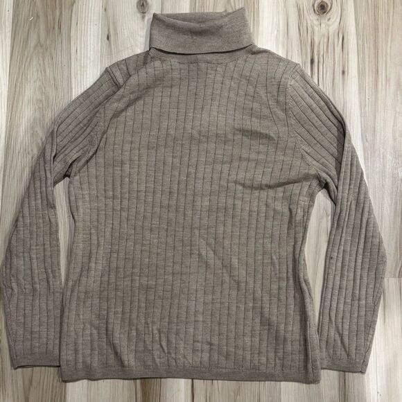 Banana Republic Nezha Camel Ribbed 100% Merino Wool Turtleneck Women’s XL - Picture 2 of 4